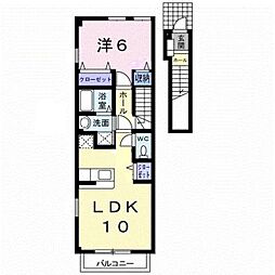 メゾンエスポワール 2階1LDKの間取り