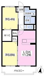 アウラス立石Ｂ棟 2階2LDKの間取り
