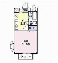 フロンテージ 1階1Kの間取り