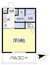 サンハイツ元町 3階1Kの間取り