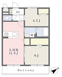 （仮称）ユーミー嬉野 2階2LDKの間取り
