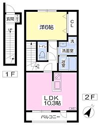 ｋａｉｋａｉ参番館 2階1LDKの間取り