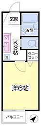 グレイスコーポ三輪 1Kの間取図画像