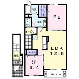 ベレット・レサン 2LDKの間取図画像