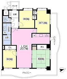 グラン櫛原 4LDKの間取図画像