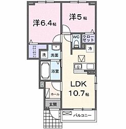 メゾン・ド・ソレイユII 2LDKの間取図画像