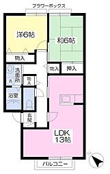 サンビレッジ梅満C 2LDKの間取図画像