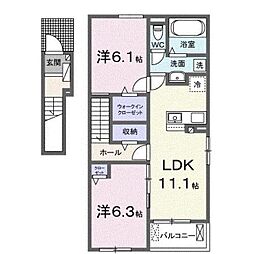 ハピネスV 2LDKの間取図画像