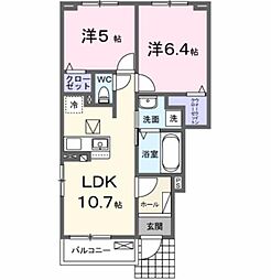 ハピネスI 2LDKの間取図画像