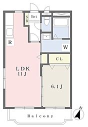 グランディール南ケ丘 1LDKの間取図画像