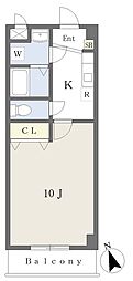 サニーハイツ一番館 1Kの間取図画像