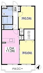 グランディール壱番館 2LDKの間取図画像