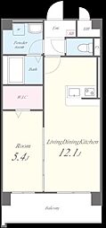 カサグランデ本町 1LDKの間取図画像