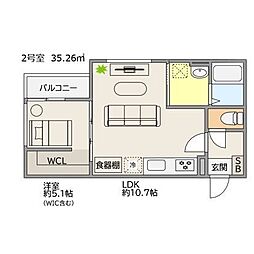 TRIOVE大牟田駅前 1LDKの間取図画像