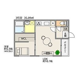 TRIOVE大牟田駅前 1LDKの間取図画像
