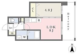ランドマーク原 1LDKの間取図画像