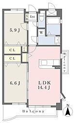モンヴェルフィア 2LDKの間取図画像