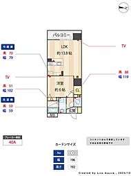 S-FORT警固タワー 1LDKの間取図画像