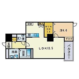 S-FORT警固タワー 1LDKの間取図画像