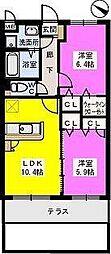 リブェールメゾン富士見 2LDKの間取図画像