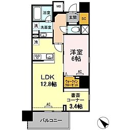 ウィスタリアレジデンス博多 1LDKの間取図画像