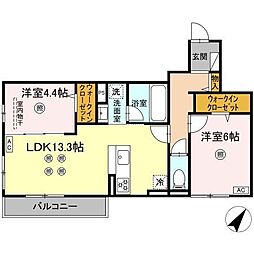 D-ROOM板付 2LDKの間取図画像