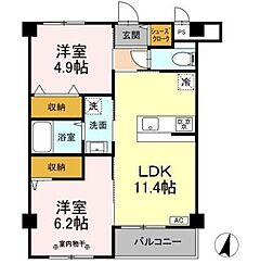 リガシー鳥飼 2LDKの間取図画像