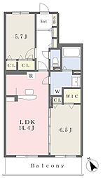 リバーランド西新 2LDKの間取図画像