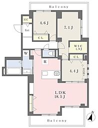 ブランキューブ西新 3LDKの間取図画像