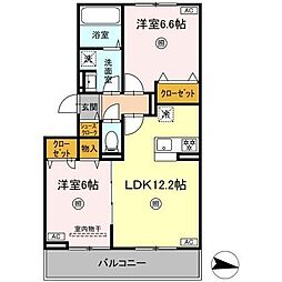 グランドール糸島中央 2LDKの間取図画像