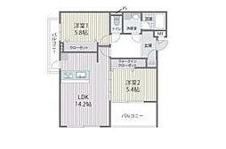 HEIRESSHIRAO 2LDKの間取図画像