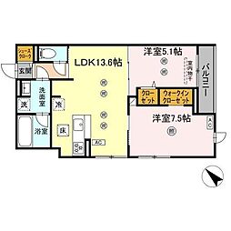 (仮称)D-ROOM東雲町 2LDKの間取図画像