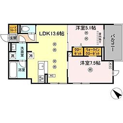 (仮称)D-ROOM東雲町 2LDKの間取図画像