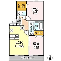 コアロード今宿B 2LDKの間取図画像