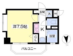 パーレンス六本松 1Kの間取図画像