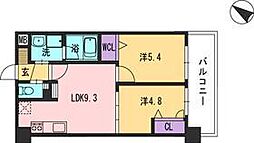 コンダクト福岡東 2LDKの間取図画像