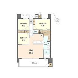 S-RESIDENCE愛宕SOUTH 3LDKの間取図画像