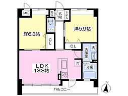アグレアーブル 2LDKの間取図画像