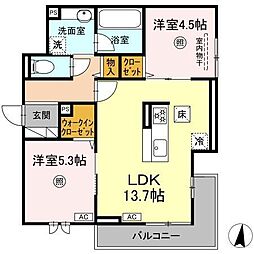 D-residence諸岡 2LDKの間取図画像
