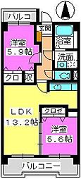 タカサンライズ 2LDKの間取図画像