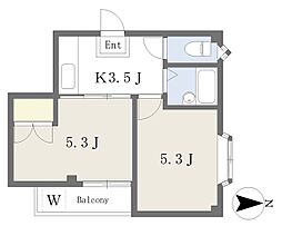 マルタカコーポB棟 2Kの間取図画像