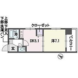 ソレアード薬院 1DKの間取図画像
