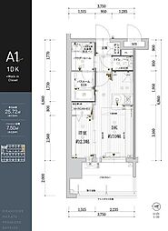グランフォーレ博多プレミアベイサイド 1DKの間取図画像