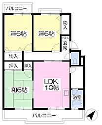 森田ハイツ 3LDKの間取図画像