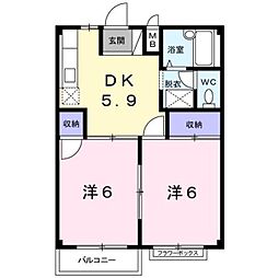 エルディム山本2 2DKの間取図画像