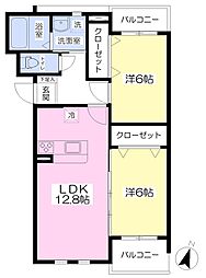 プライムスクエア 2LDKの間取図画像