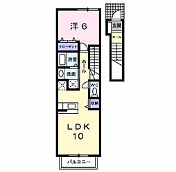 フィオーレ長行東二番館 1LDKの間取図画像
