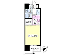 グランエスパシオ浅野 1Kの間取図画像