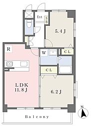 ニューシャイン戸畑 2LDKの間取図画像