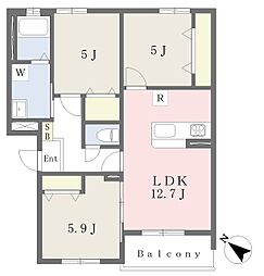 Muu.朽網駅北 3LDKの間取図画像